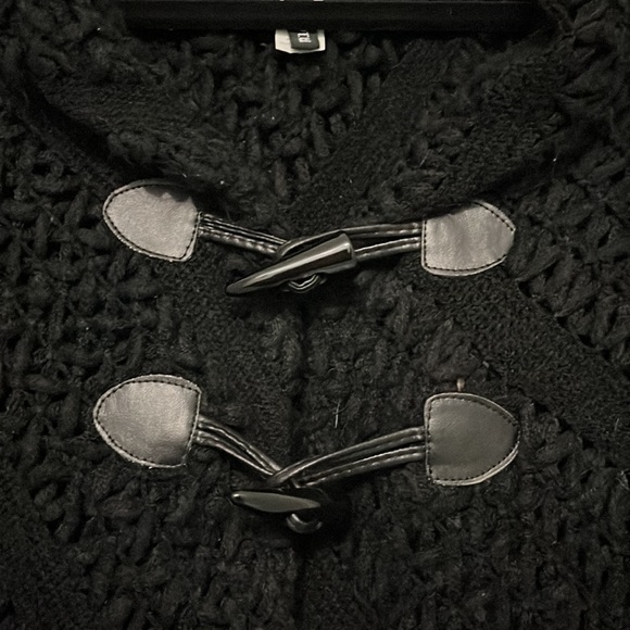 Apt.9 Black Crochet Armless Toggle Shawl - Picture 3 of 5